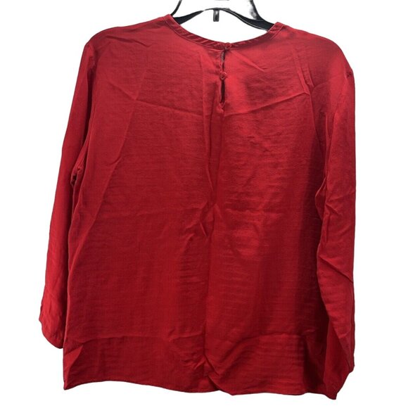 Evan Picone Womens 100% Silk Blouse Long Sleeve Color Red Size 10 - Picture 2 of 8